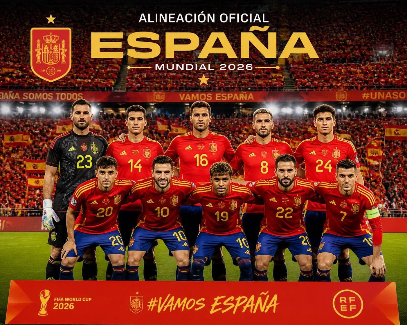 descubre la alineación oficial de la selección española para el mundial de 2026 y conoce a los jugadores que representarán a españa en este torneo internacional.