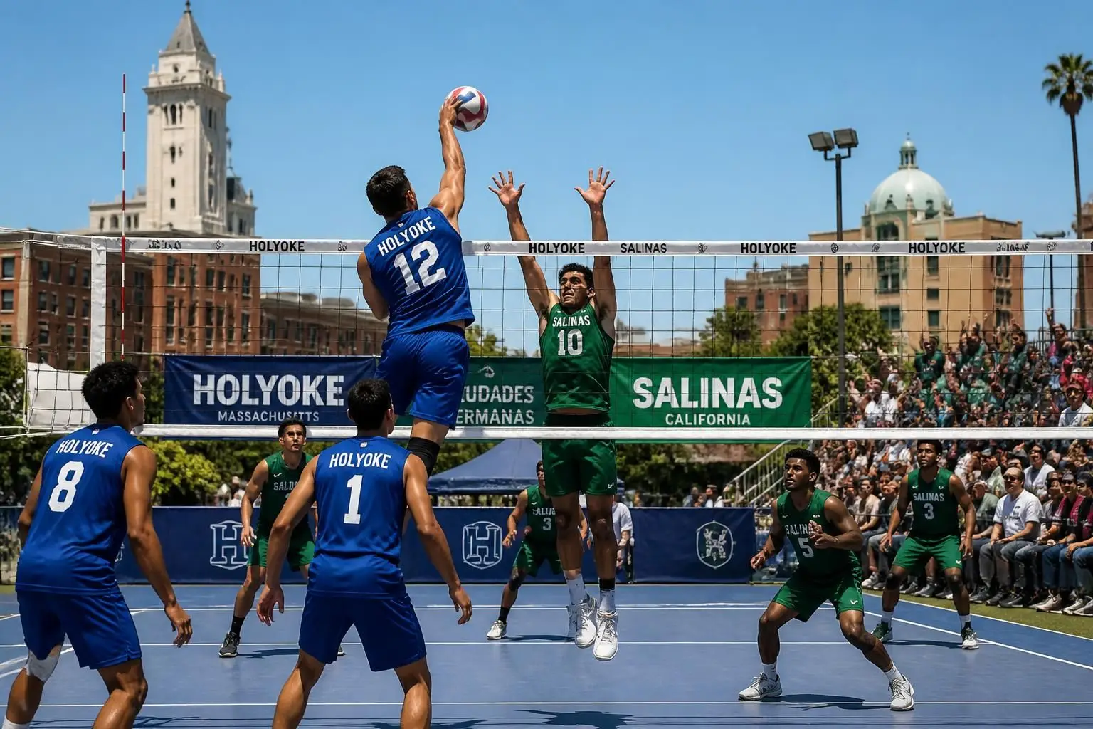 holyoke y salinas se enfrentan en un emocionante segundo partido anual de voleibol, fortaleciendo la amistad entre estas ciudades hermanas.
