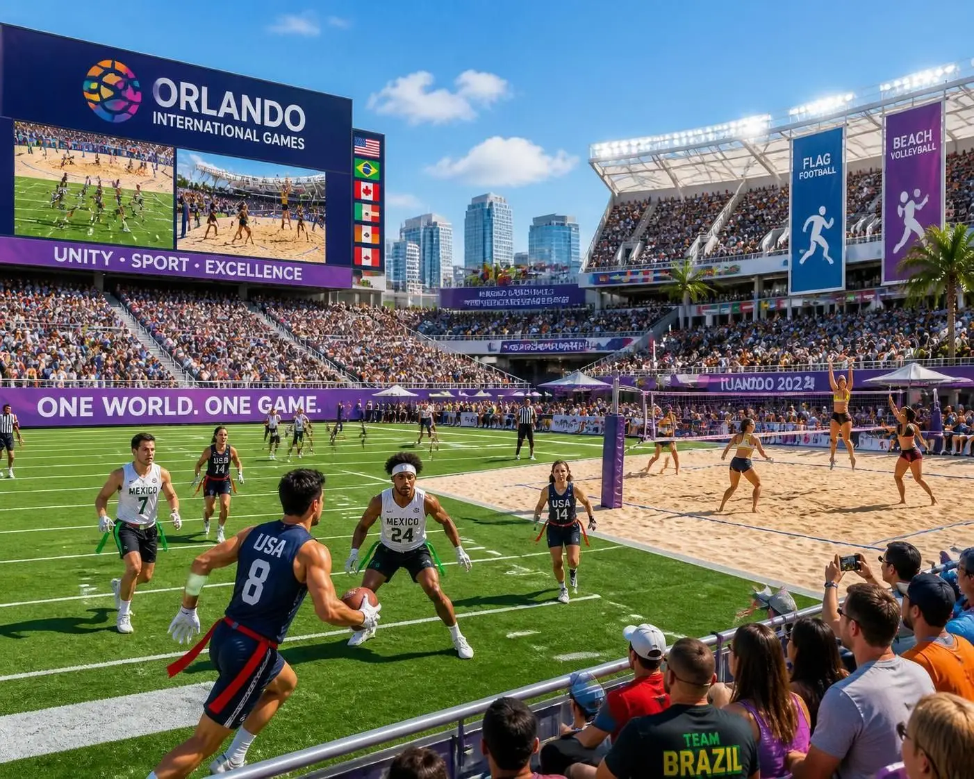 orlando será el escenario principal de los clasificatorios internacionales para los juegos olímpicos 2028, incluyendo fútbol bandera y diversos eventos deportivos emocionantes.