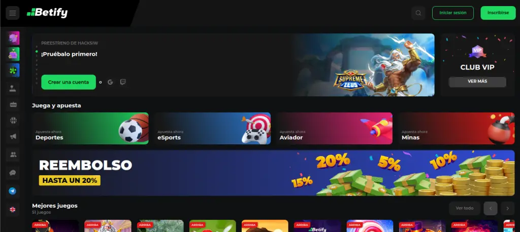 Código promocional Betify juego de casino