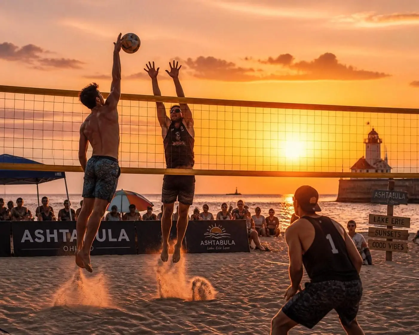 disfruta del emocionante vóley playa en plena acción en ashtabula, donde la diversión y la competencia se mezclan en la arena.