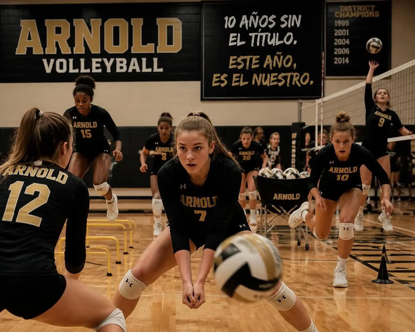 arnold, el equipo de voleibol, lucha con determinación para romper una sequía de diez años sin conseguir el título distrital.