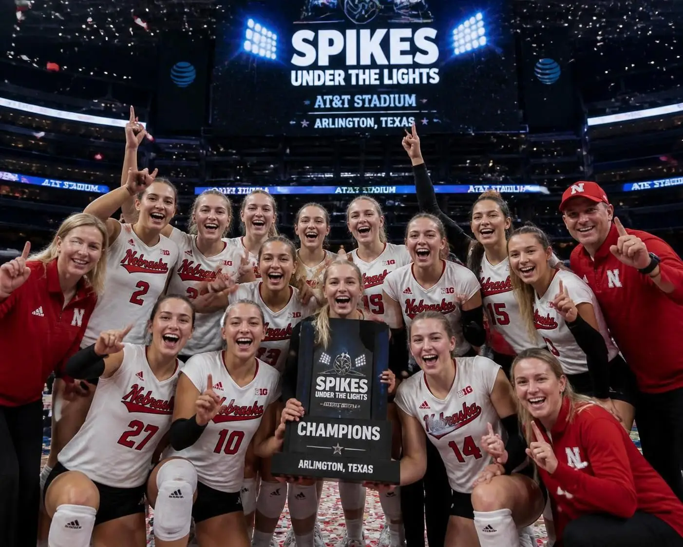 el equipo de voleibol de nebraska vence con autoridad en el torneo spikes under the lights, logrando el premio de $150,000 con un rendimiento sobresaliente y gran talento.